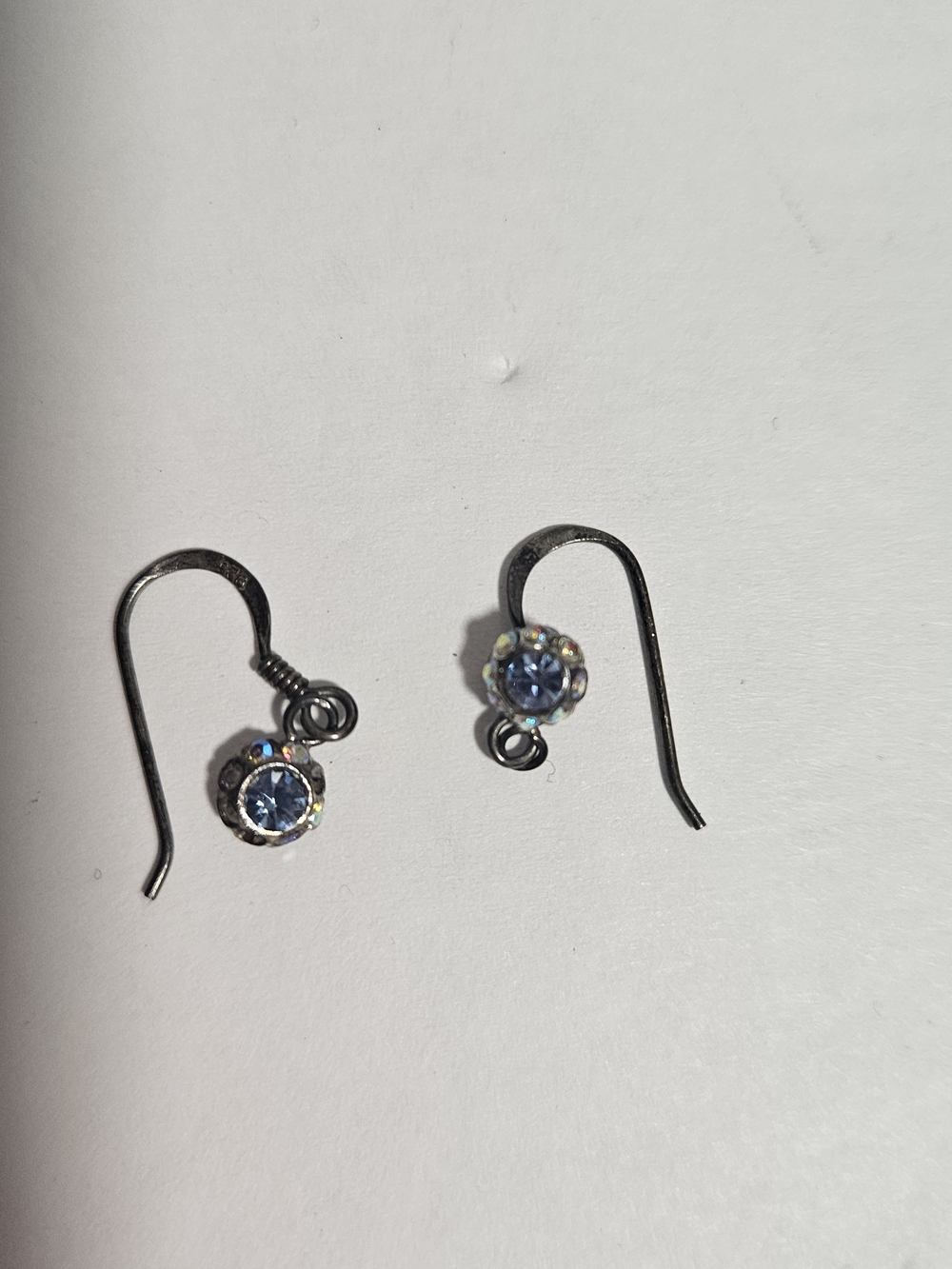 925 Vintage Sterling Silver Blue Crystal Drop Earrings - Women Jewelry